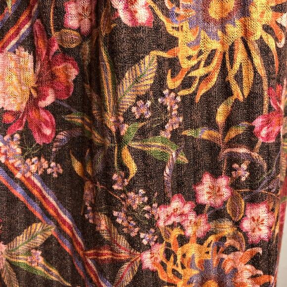 Soft Surroundings orange brown floral ribbed knit tunic top size Large - Picture 9 of 10
